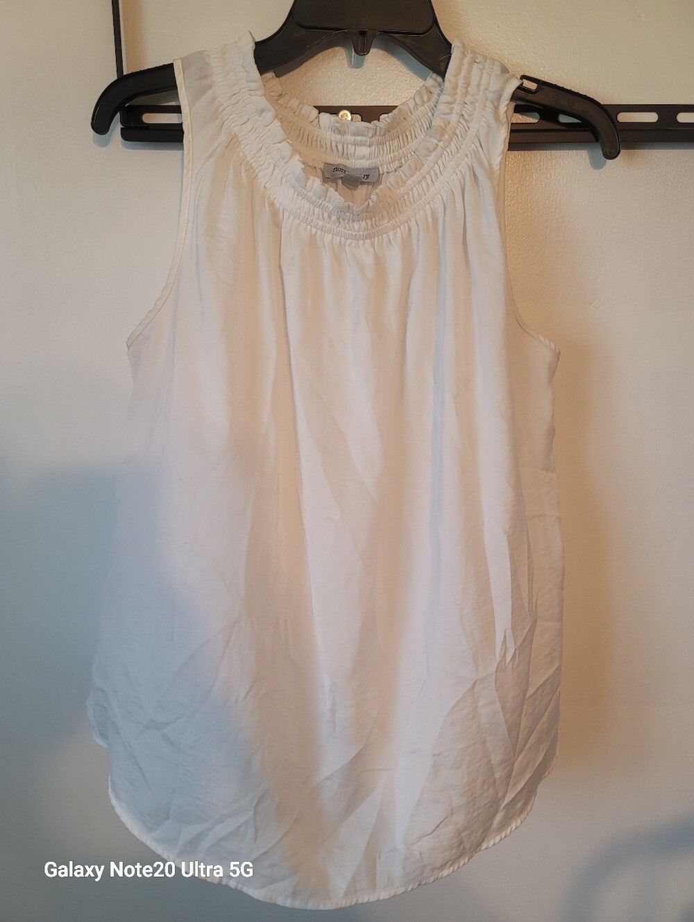Women's White Sleeveless Smocked Neck Blouse